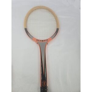 Vintage Victory Olympia Wooden Tennis Racquet Orange Black Retro Wood Racket